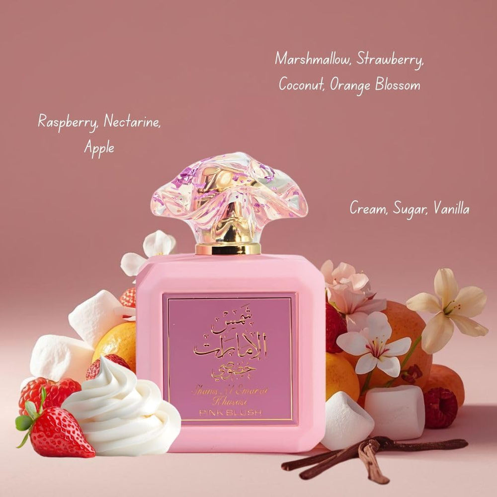 Ard Al Zaafaran Pink Blush bottle and cap detail highlighting quality finish benefit: premium look