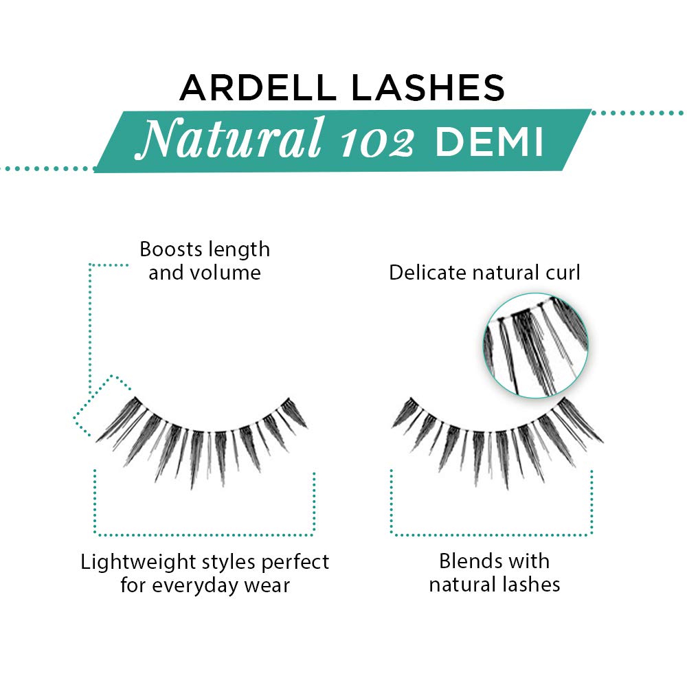 Ardell 102 applied on model eye demonstrating lifted outer corner effect