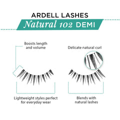 Ardell 102 applied on model eye demonstrating lifted outer corner effect
