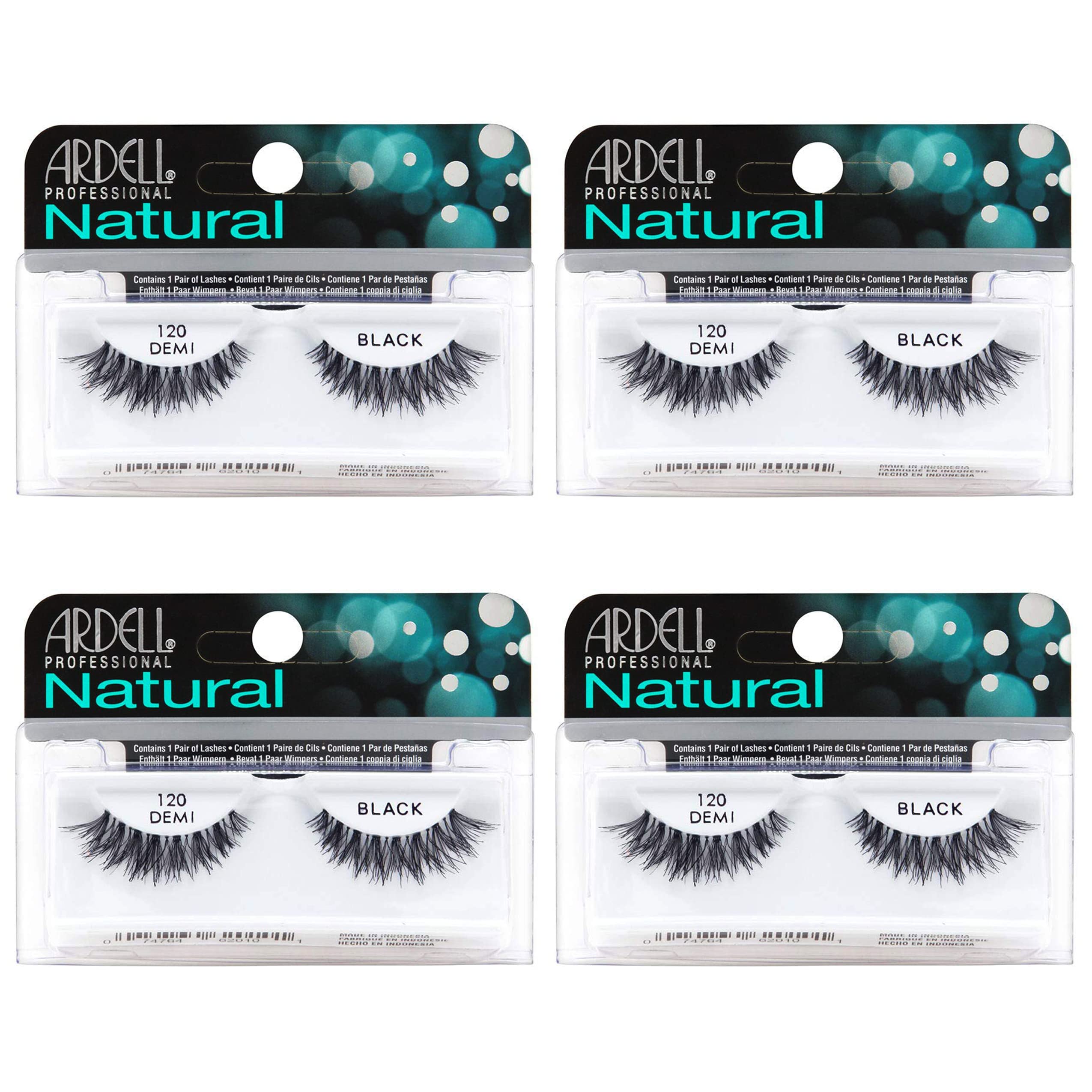 Ardell 120 front packaging showing four black natural look lashes for affordable everyday volume
