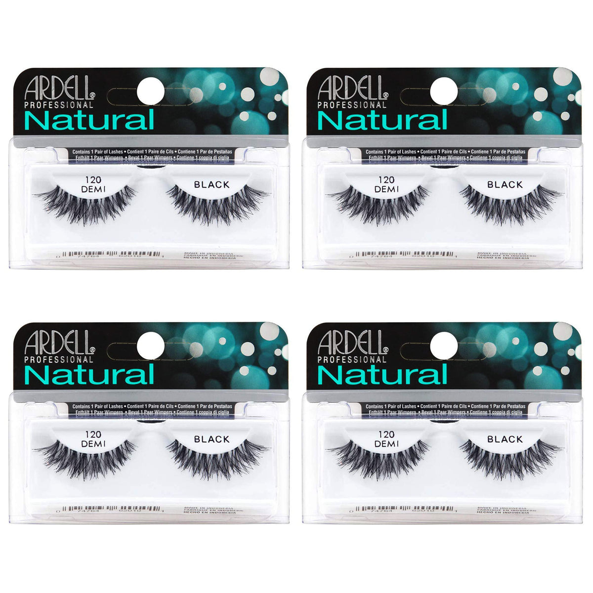 Ardell 120 front packaging showing four black natural look lashes for affordable everyday volume