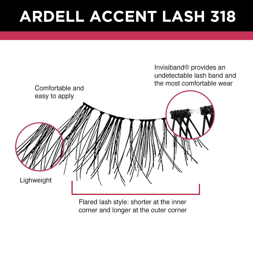 Ardell applied on outer eyelid demonstrating cat-eye lift and lightweight comfort