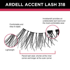 Ardell applied on outer eyelid demonstrating cat-eye lift and lightweight comfort