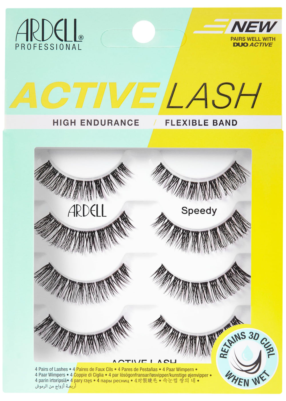 Ardell product front packaging showing four pairs and benefit of convenience