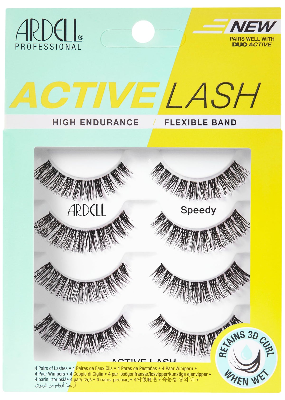 Ardell product front packaging showing four pairs and benefit of convenience