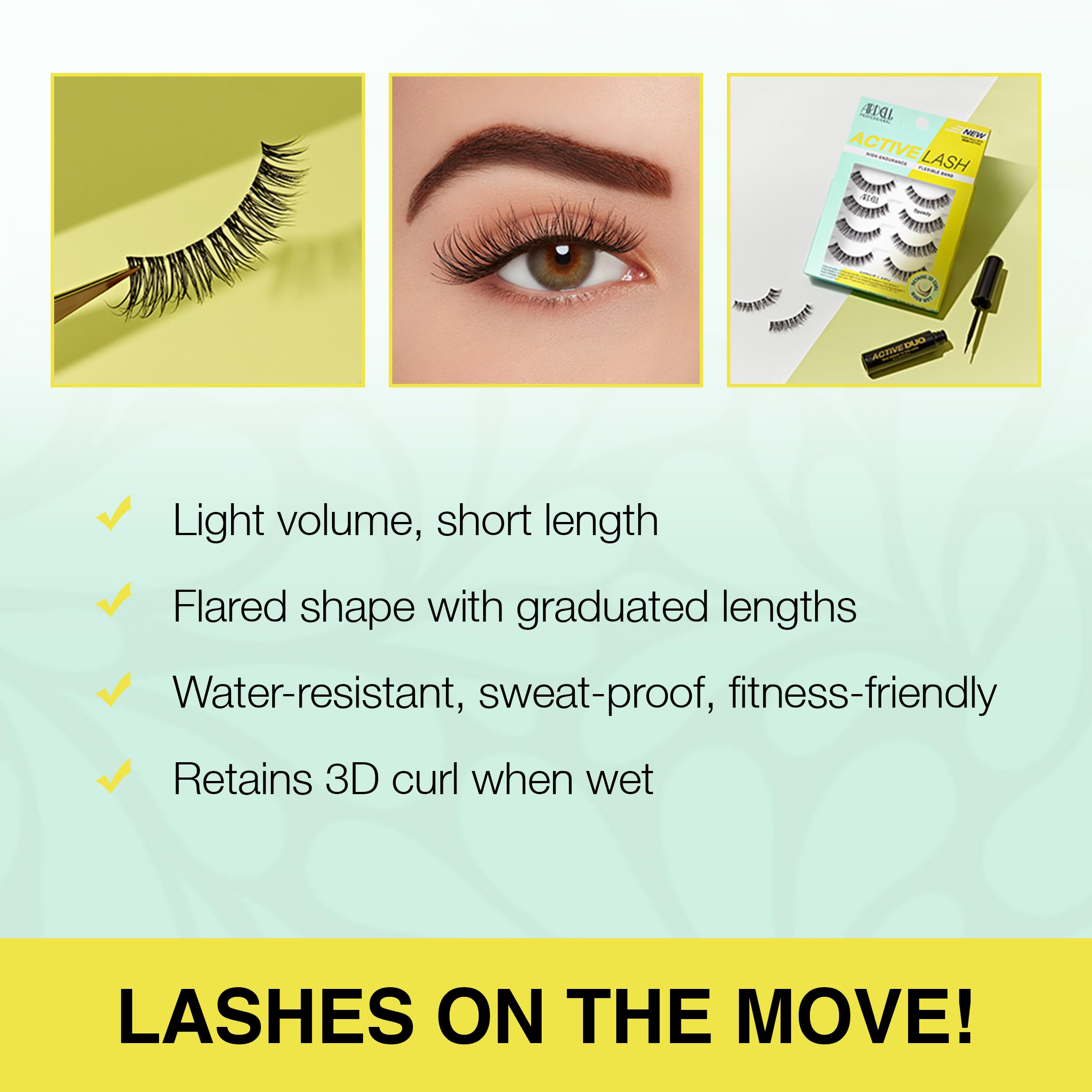 Ardell lashes applied on eye for natural flared cat-eye benefit