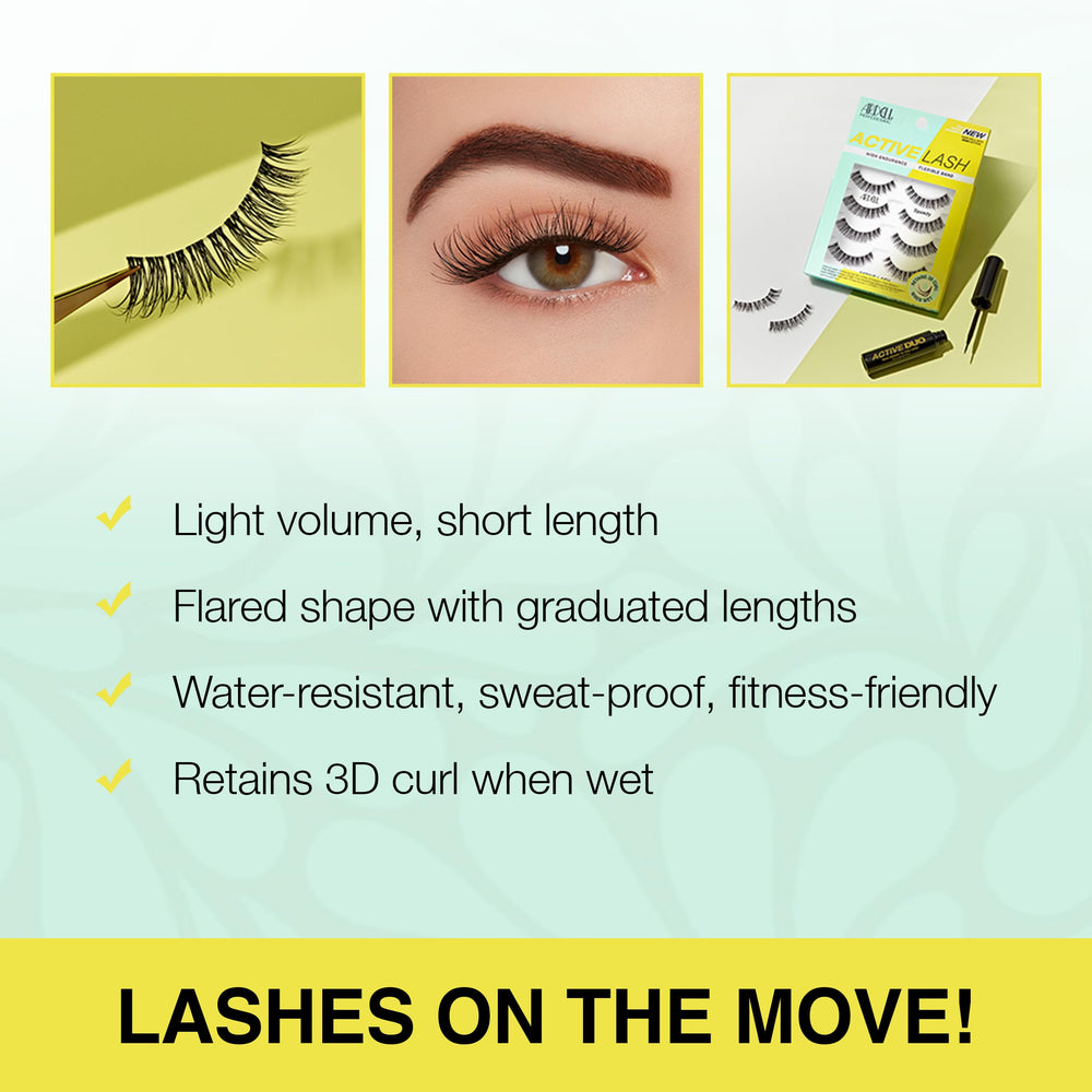 Ardell lashes applied on eye for natural flared cat-eye benefit