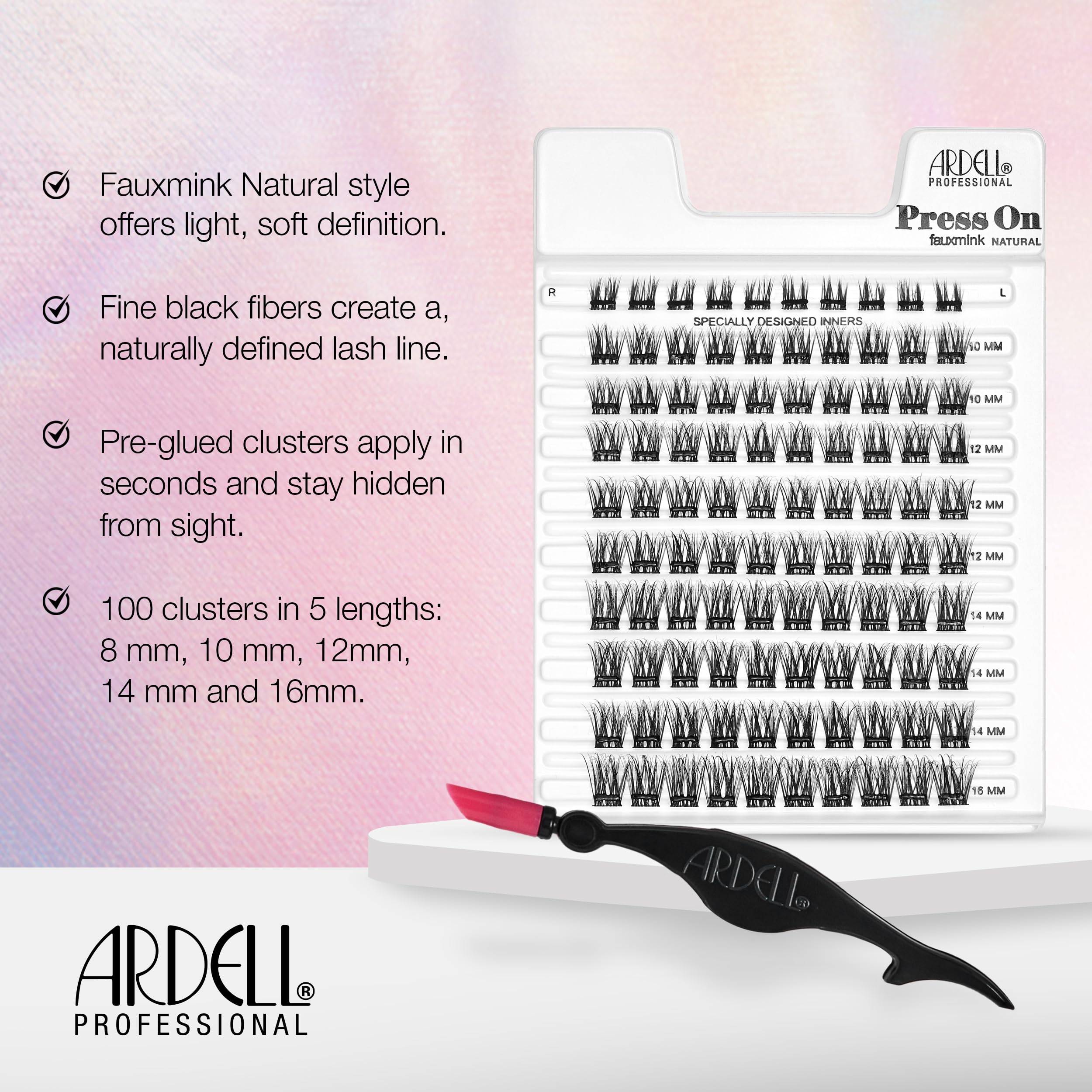 Ardell demonstrating application with tweezers for fast, precise placement