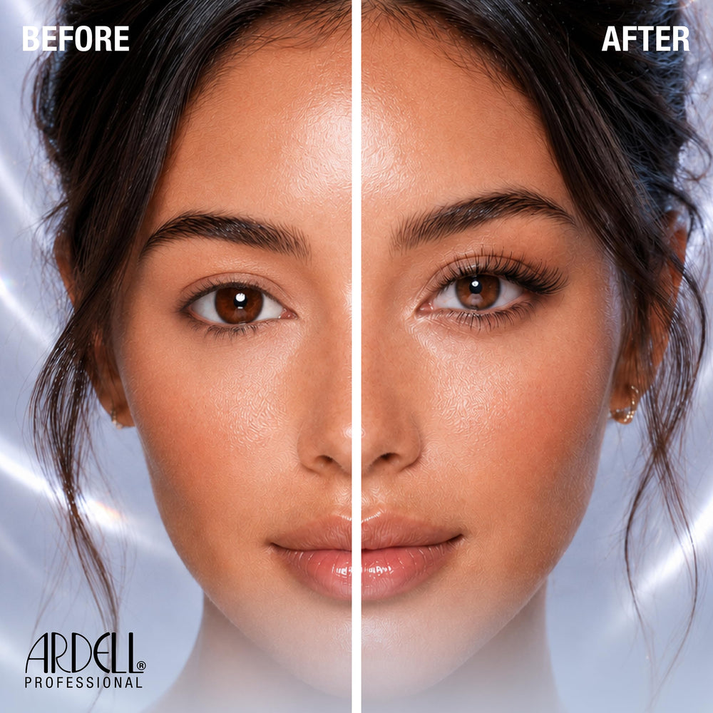 Ardell trios held with tweezers demonstrating faster application