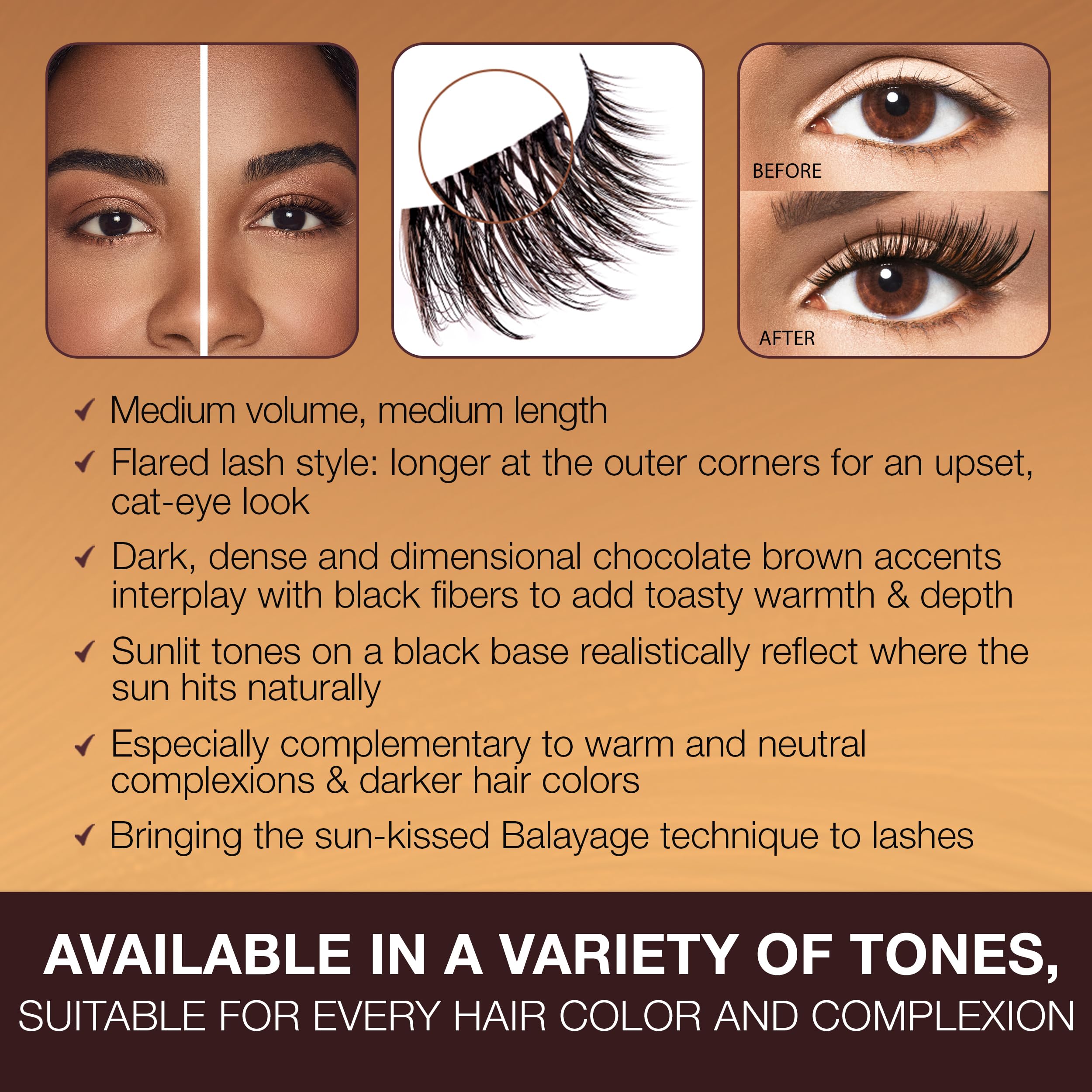 Ardell applied lashes on eye showing natural wispy volume and length