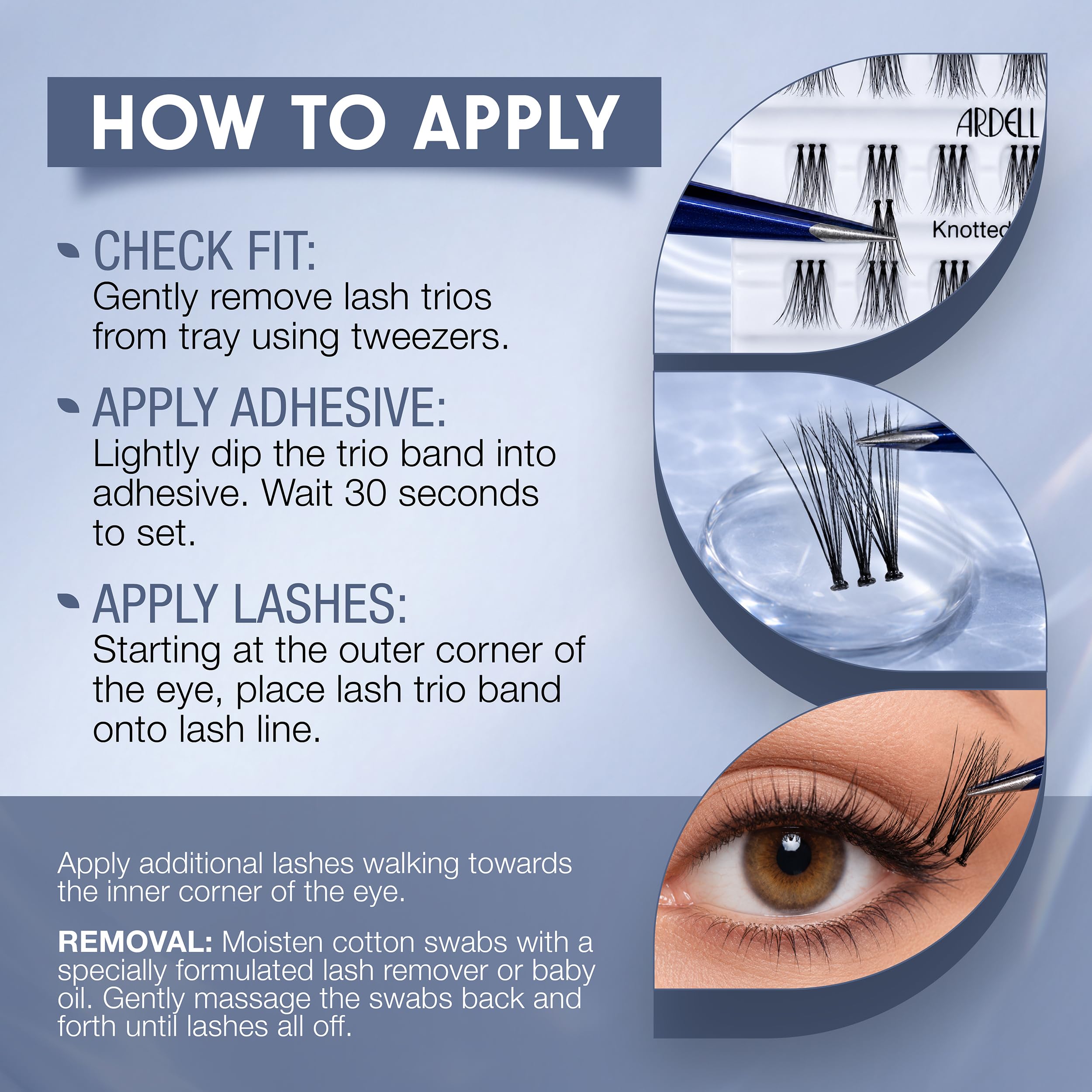 Ardell clusters blended with natural lashes for seamless everyday enhancement