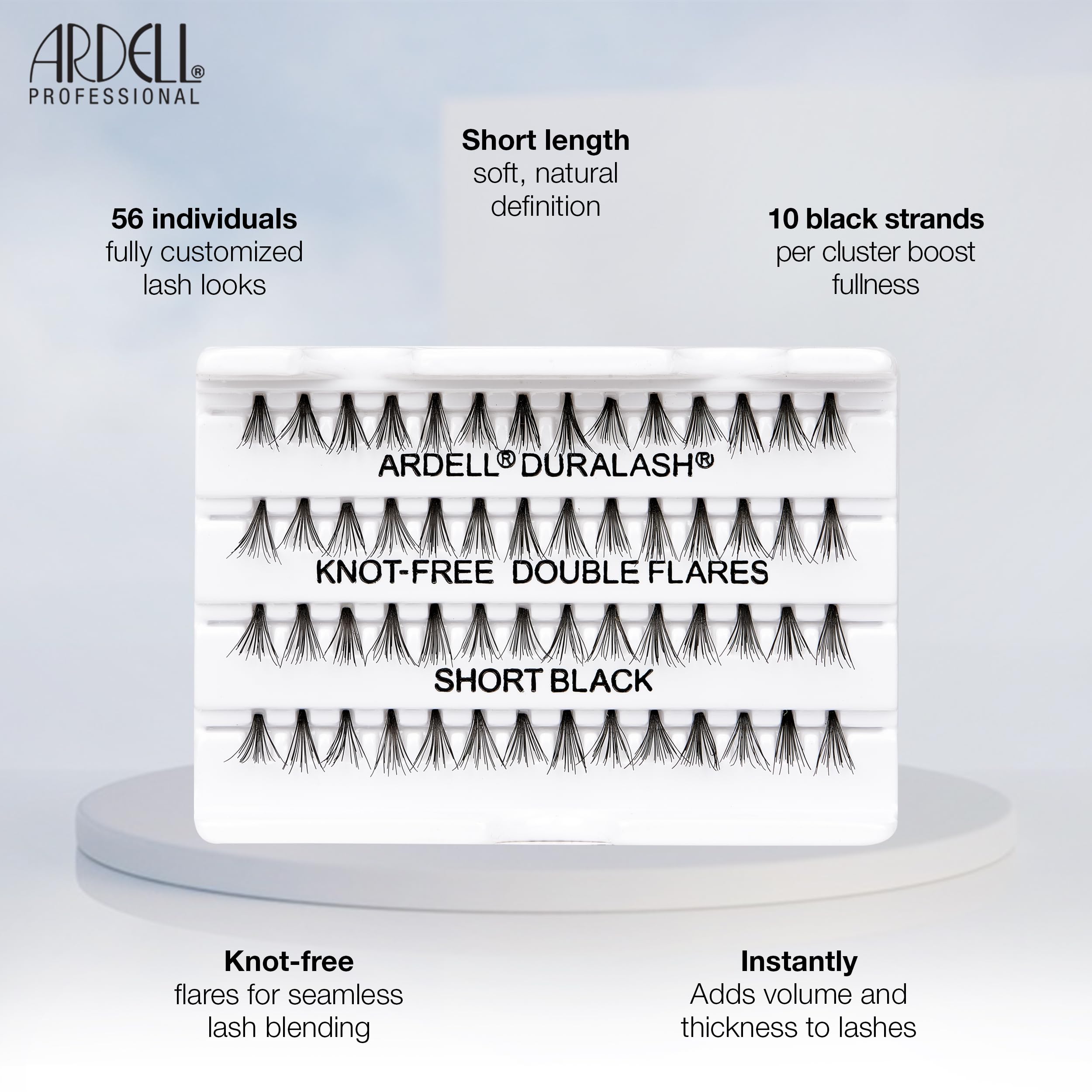 Ardell clusters applied to model eye creating subtle natural volume