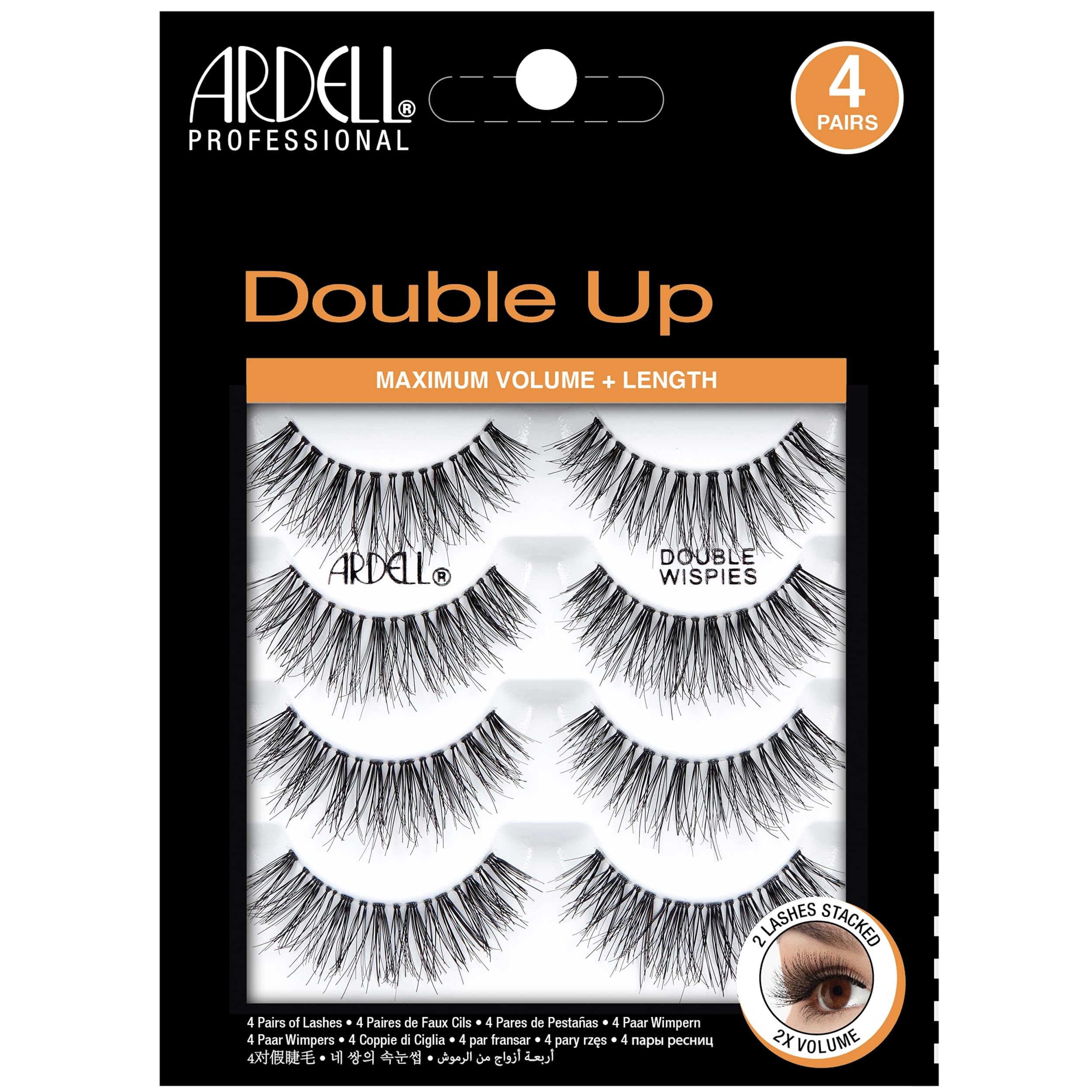 Ardell Double Up 113 front view showing layered lashes for dramatic lift