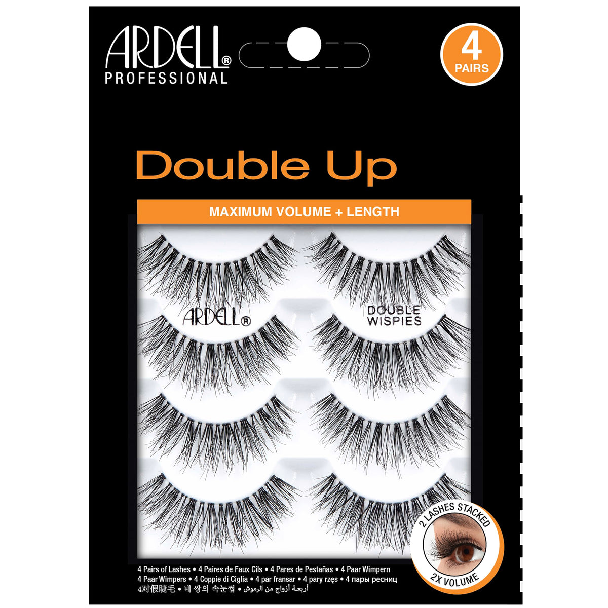 Ardell Double Up 113 front view showing layered lashes for dramatic lift