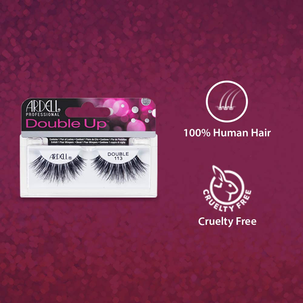 Ardell double up 113 texture close-up highlighting hand-knotted human hair