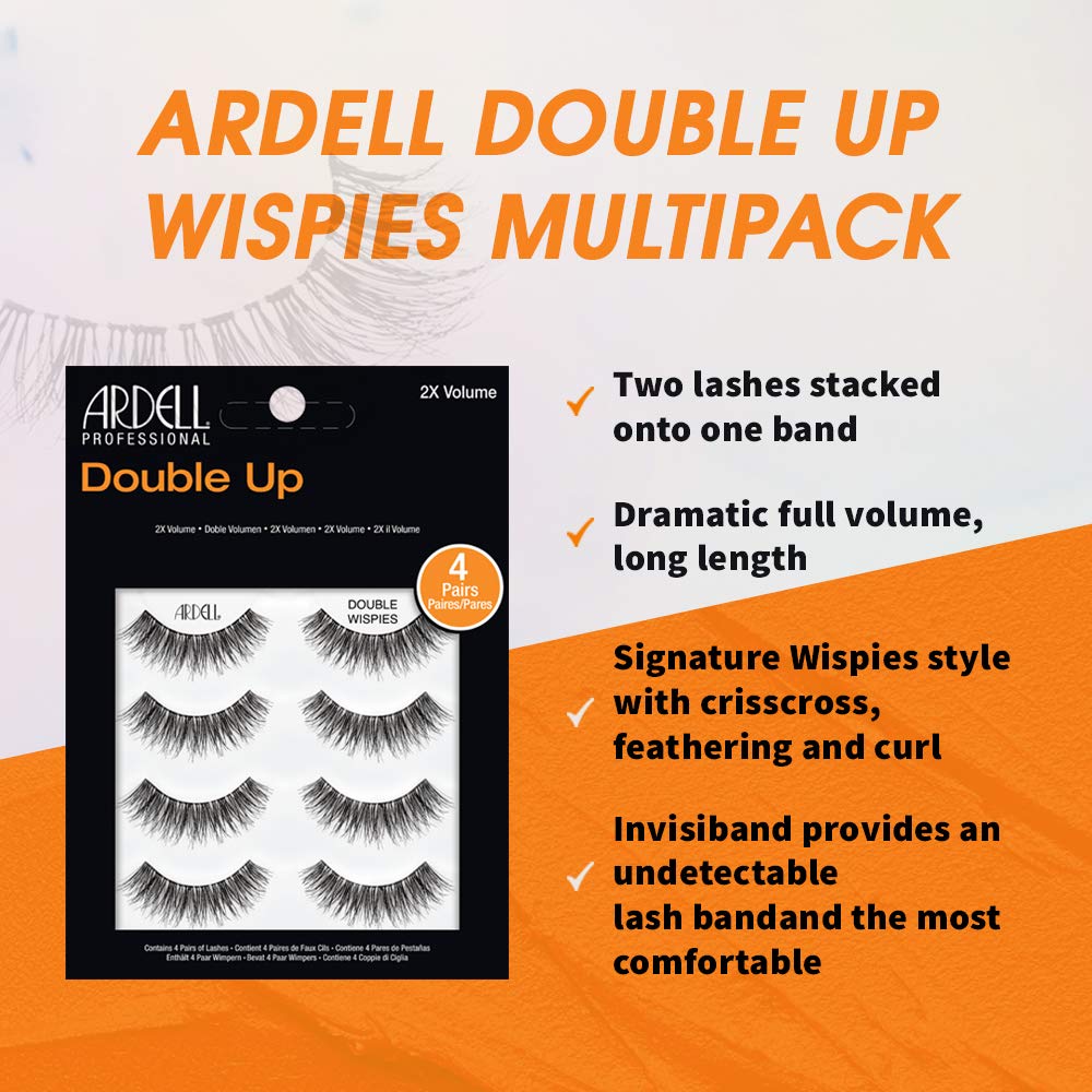 Ardell double up wispies applied on model eye for dramatic volume