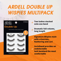 Ardell double up wispies applied on model eye for dramatic volume