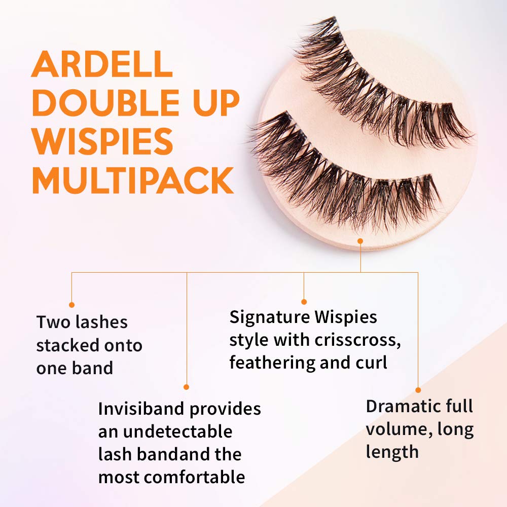 Ardell double up wispies beside ruler showing compact, reusable sizing