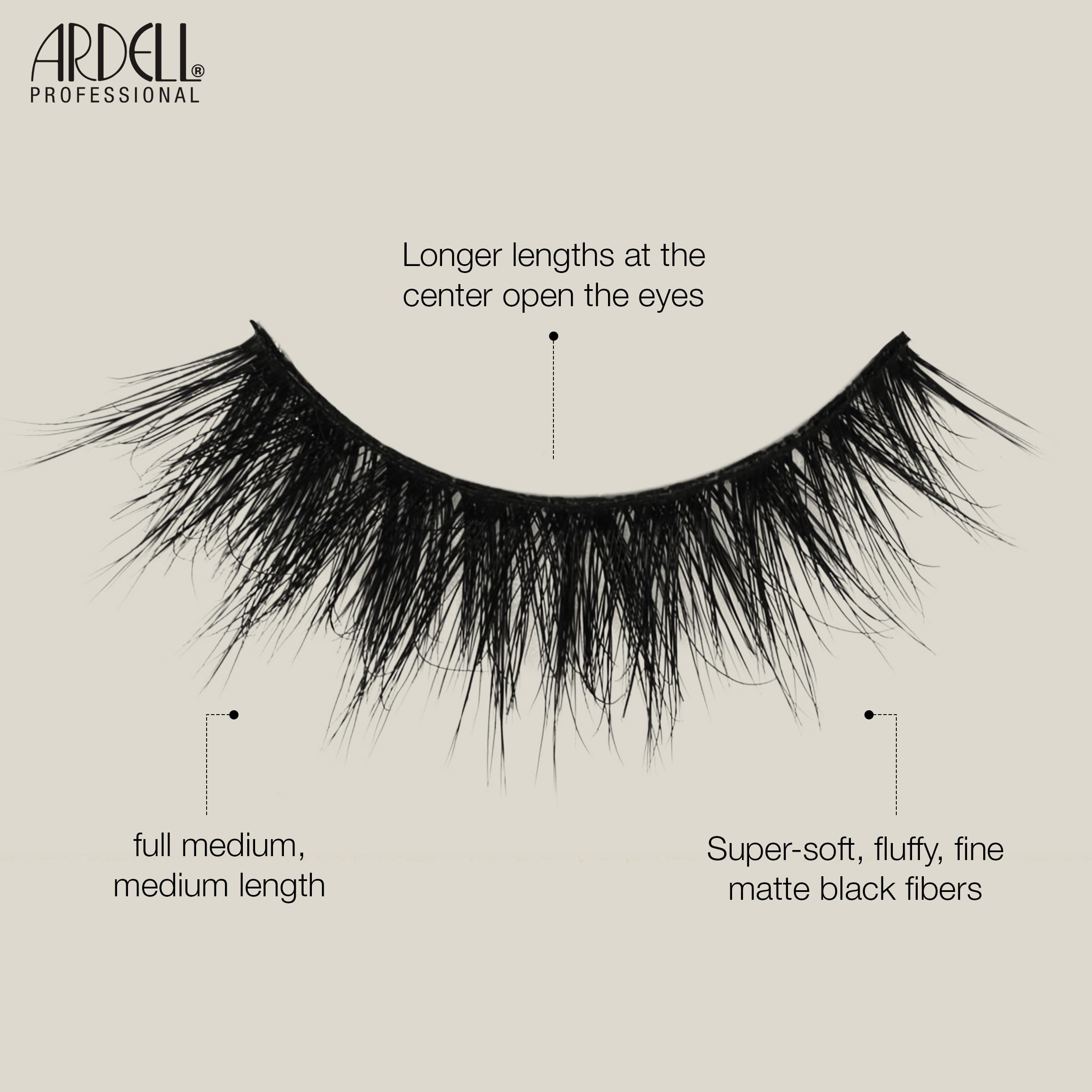 Ardell faux mink on model showing soft fluttery volume and blended look