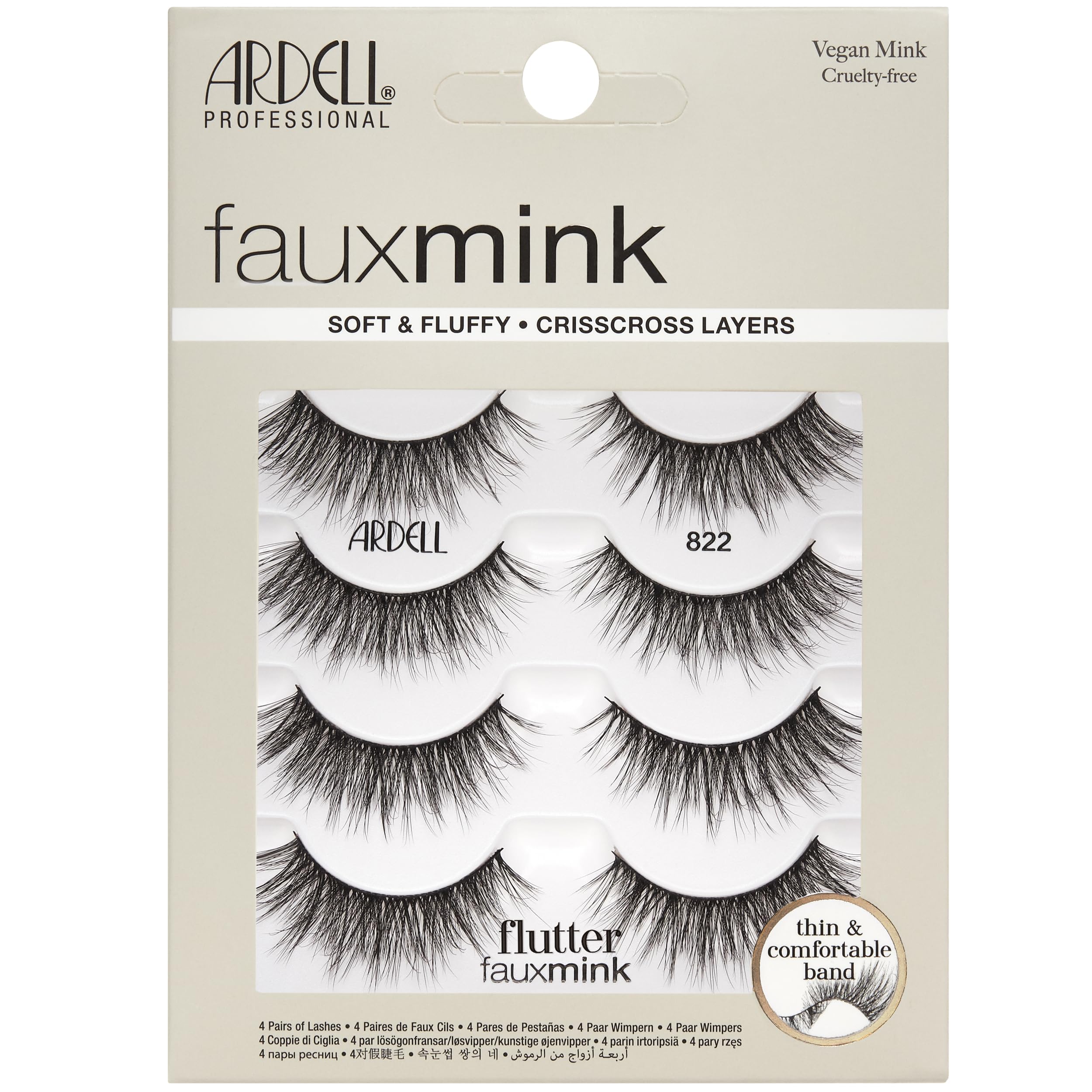 Ardell front packaging showing four pairs and product benefits clearly
