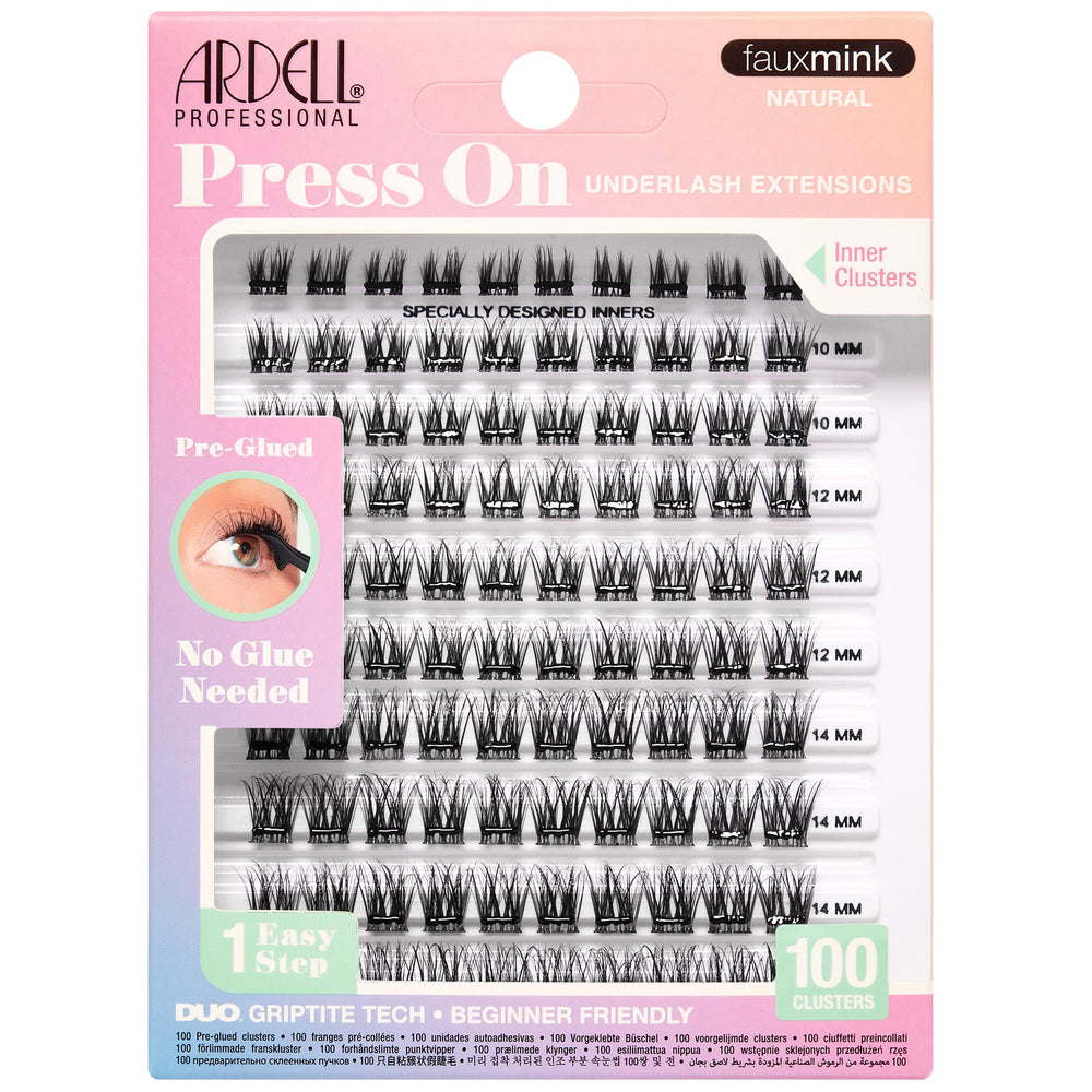 Ardell front packaging showing pre-glued underlash clusters and benefits