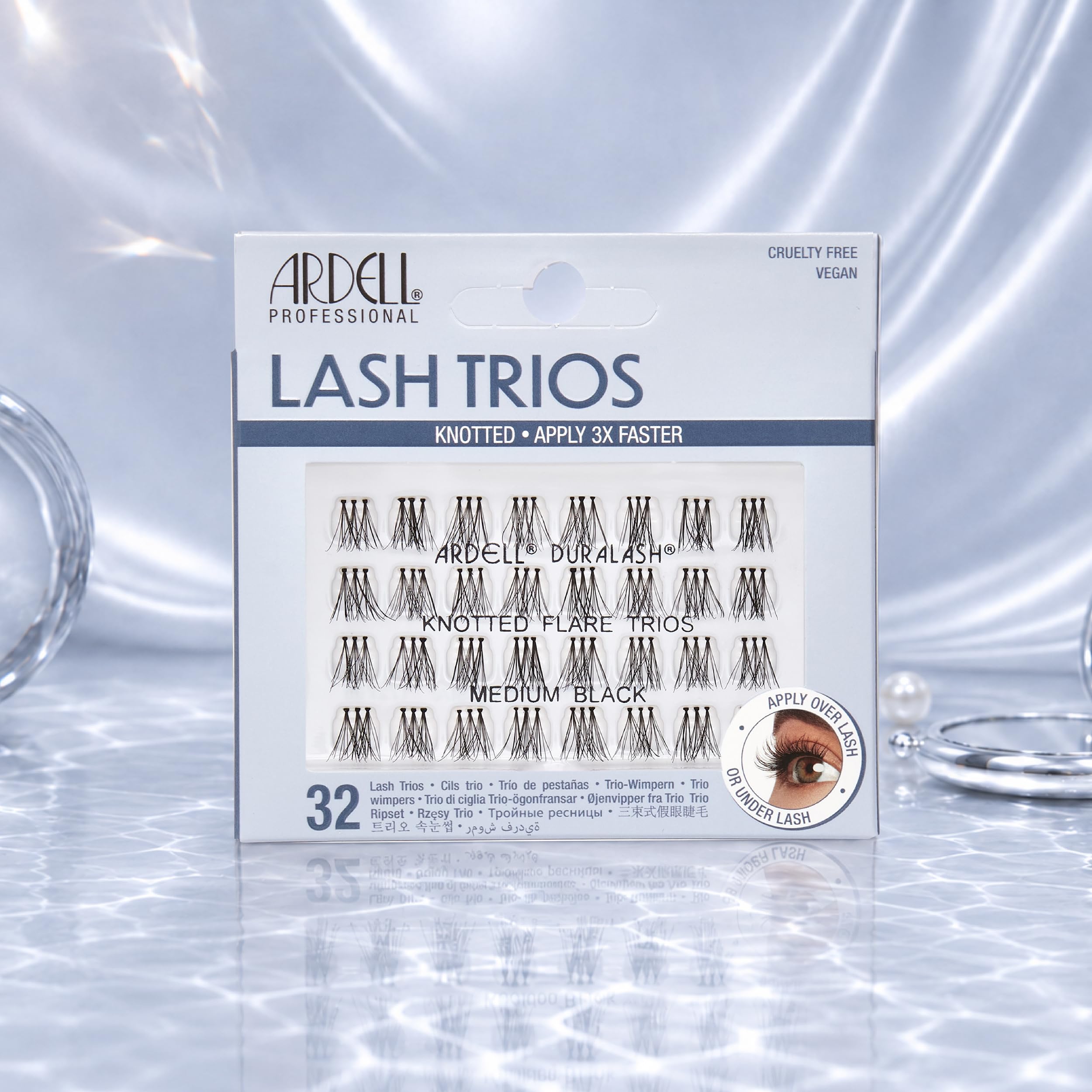 Ardell fanned lash closeup showing lifted eye-line and polished look