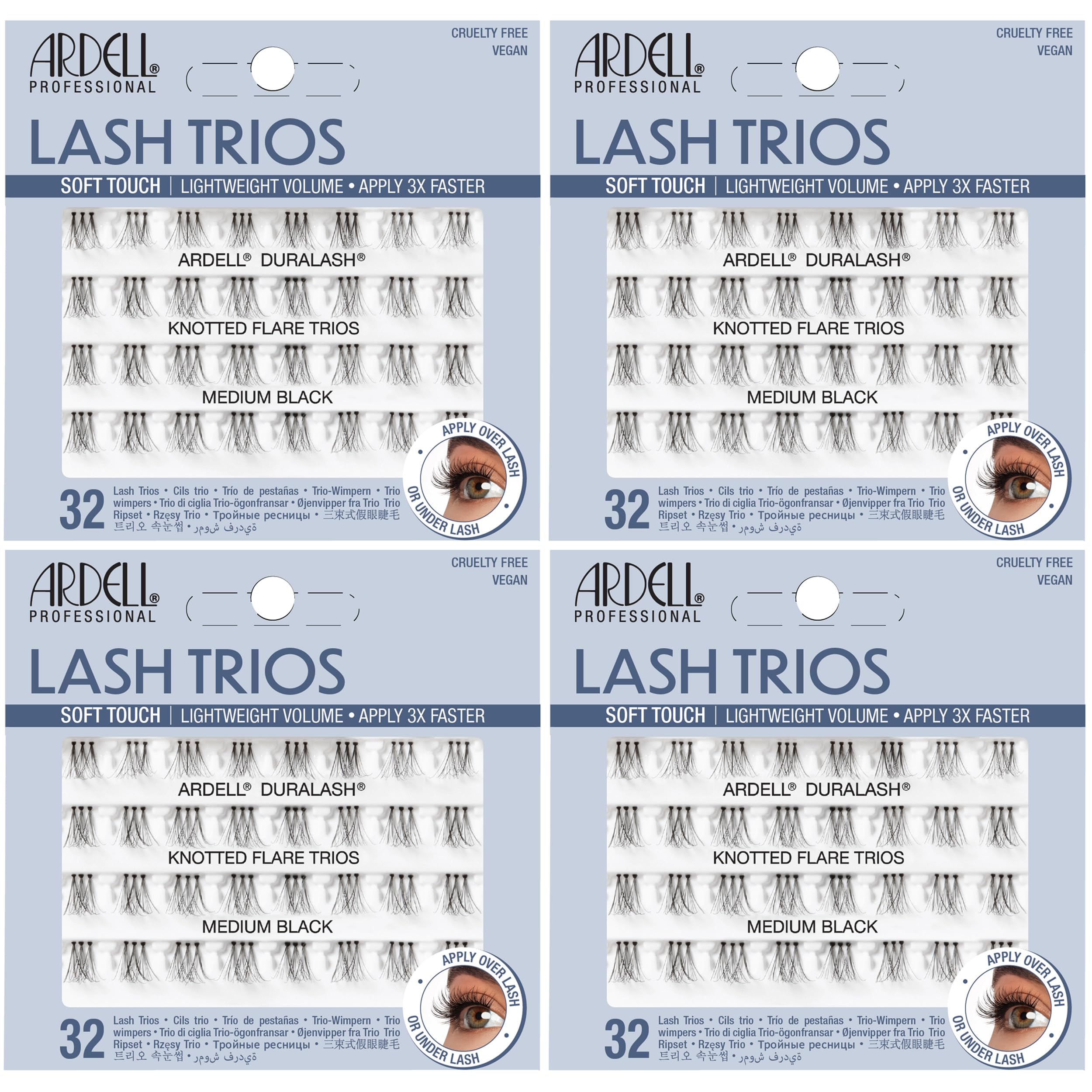 Ardell front packaging showing four-pack and quick-apply clusters for convenient use