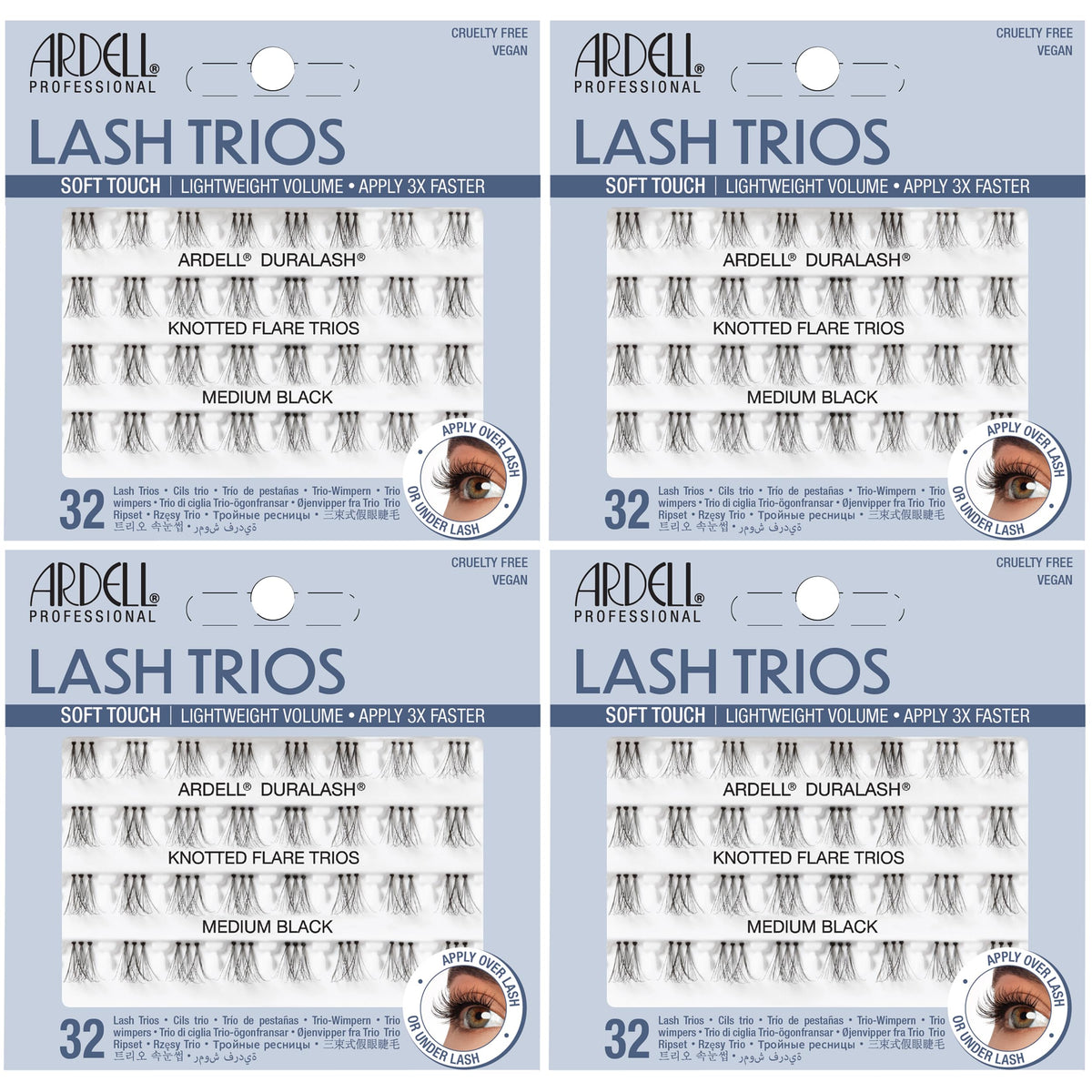 Ardell front packaging showing four-pack and quick-apply clusters for convenient use