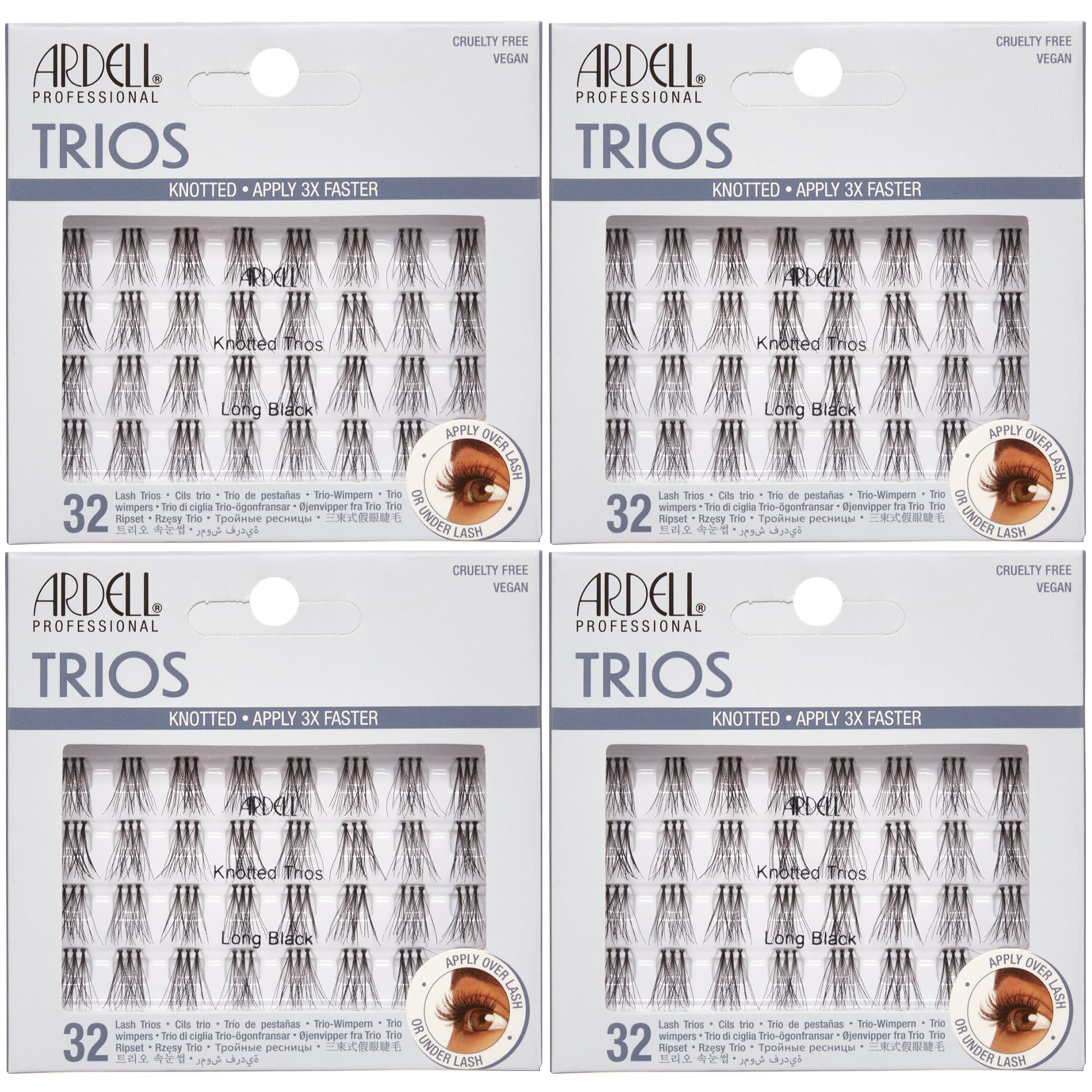 Ardell front packaging showing 4-pack clusters for easy selection