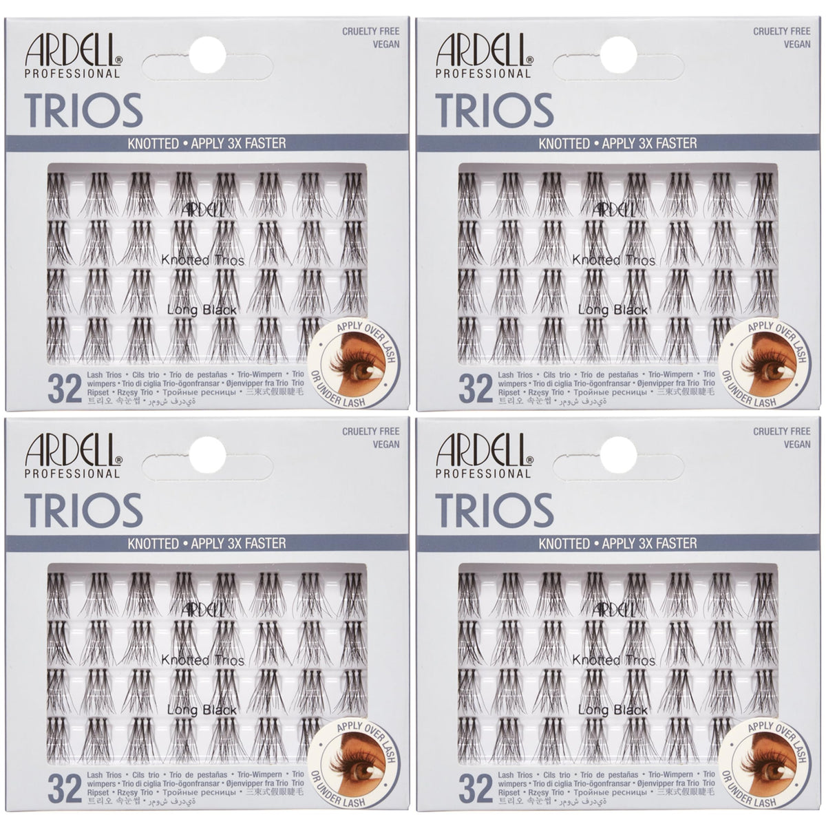 Ardell front packaging showing 4-pack clusters for easy selection