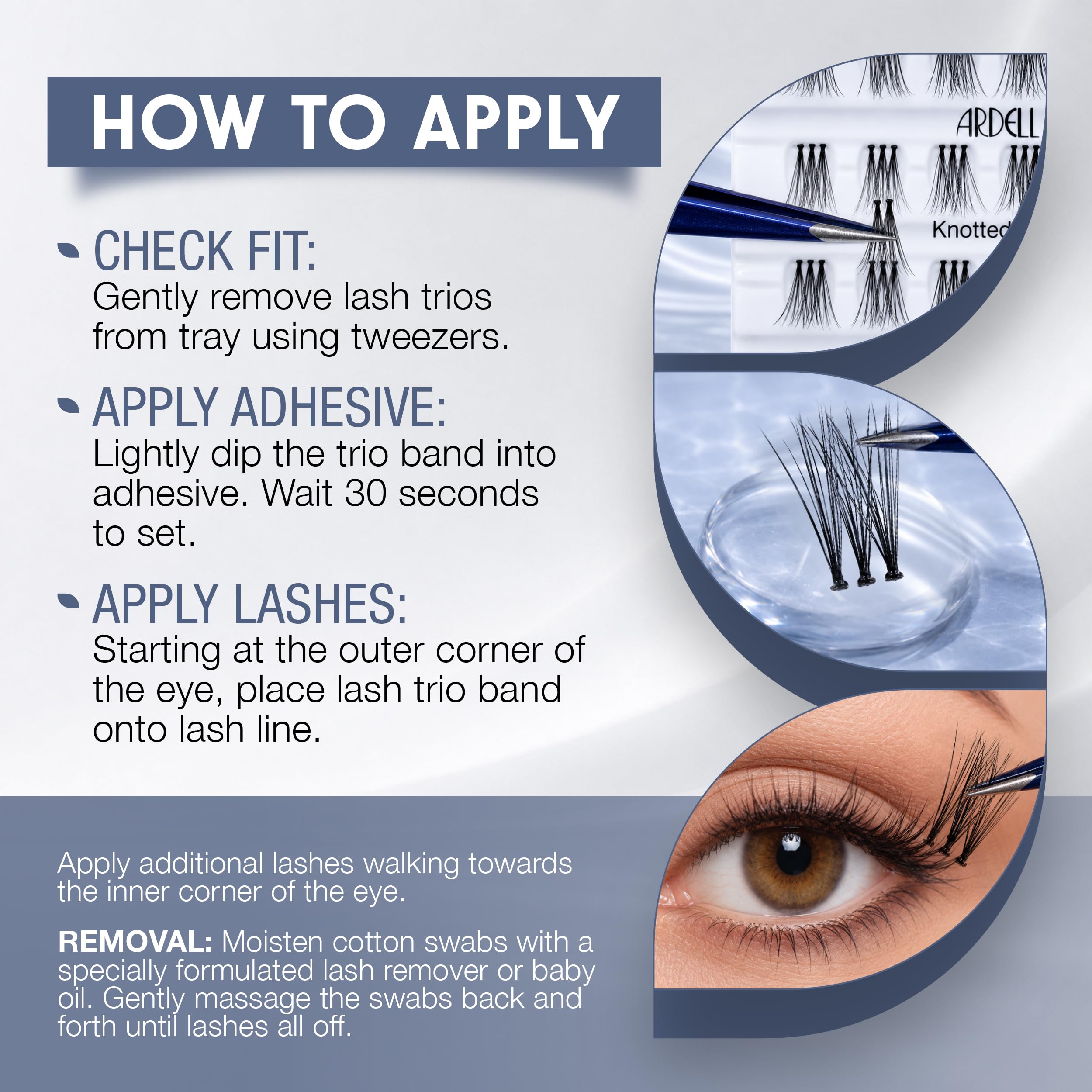 Ardell clusters applied on natural lashes showing blended finish