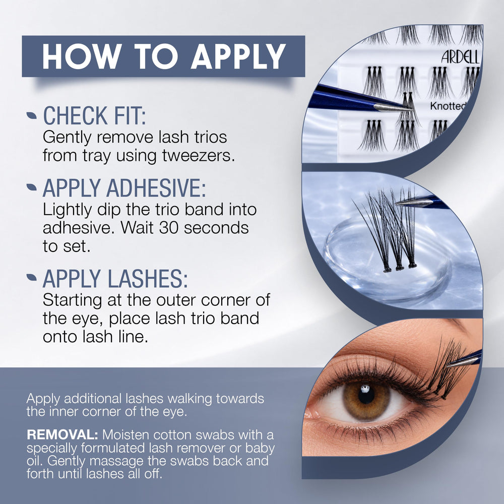 Ardell clusters applied on natural lashes showing blended finish