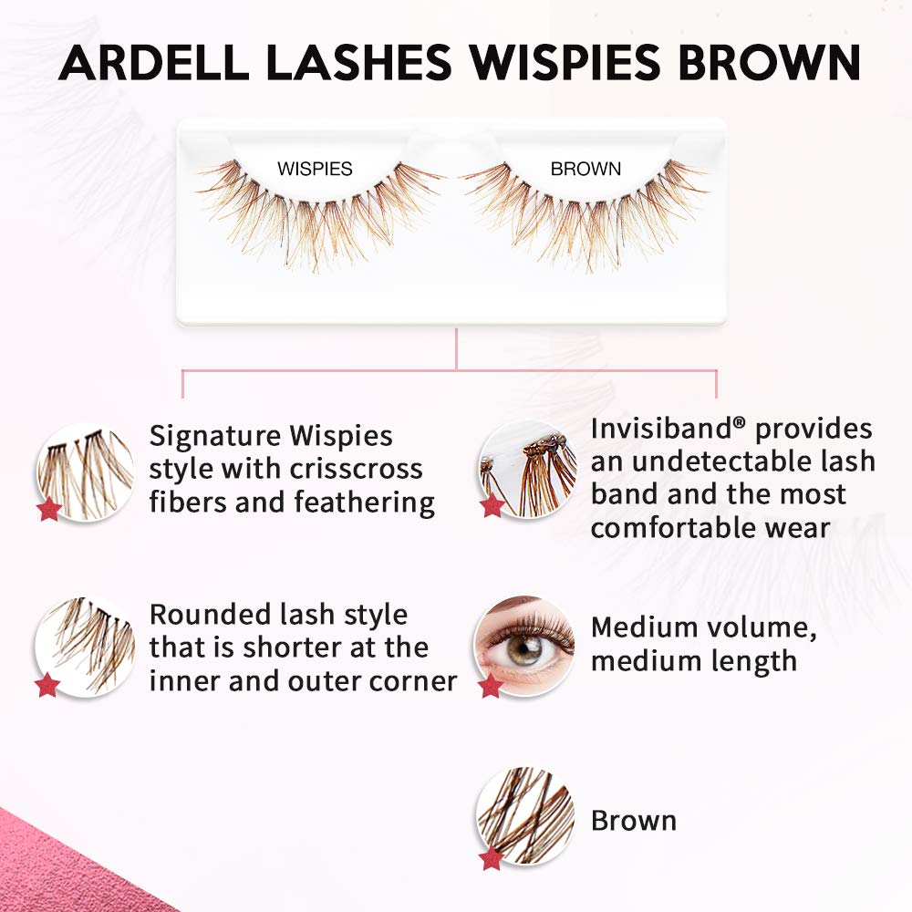 Ardell Wispies brown applied on model eye showing natural softer definition