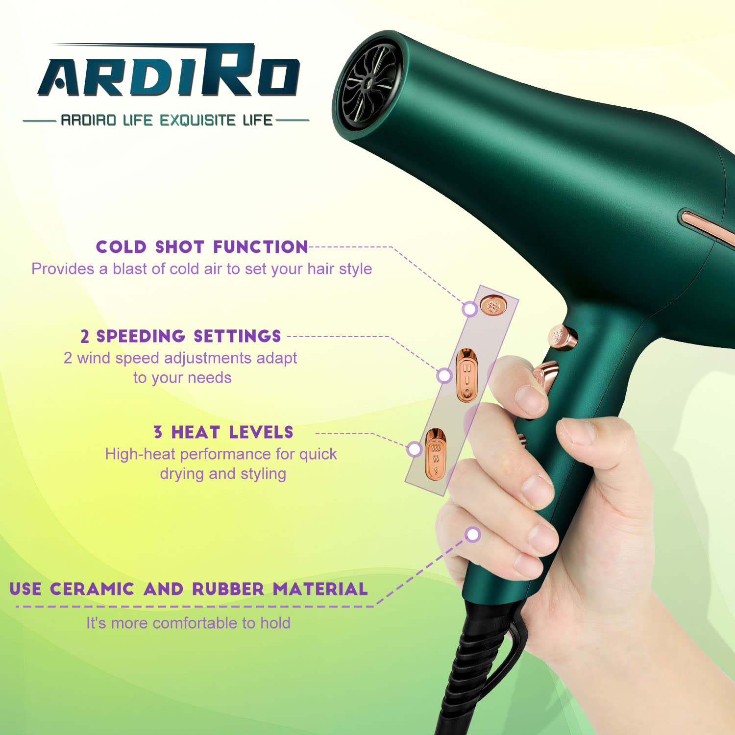 ARDIRO beside a bottle to show 630g weight and ergonomic portability advantage