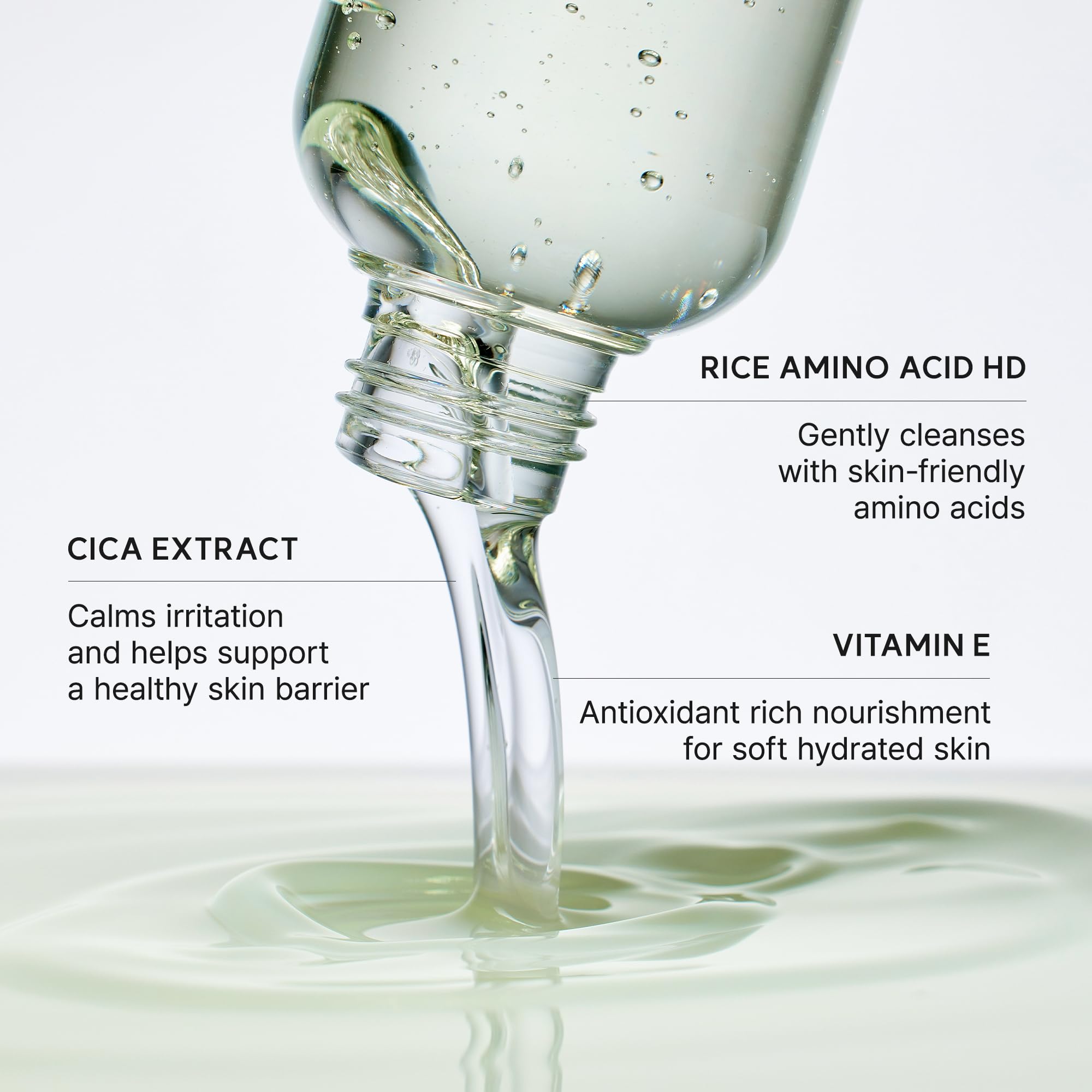 ARENCIA bottle staged with rice grains and olive branch, showing natural actives benefit