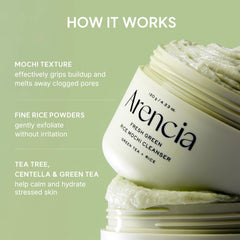 ARENCIA hand application demonstrating easy lather and gentle exfoliating benefit