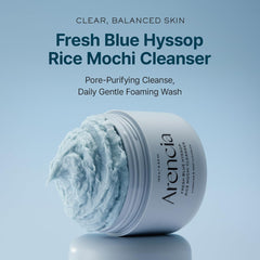 ARENCIA creamy scrub texture closeup, highlights gentle non-drying formulation