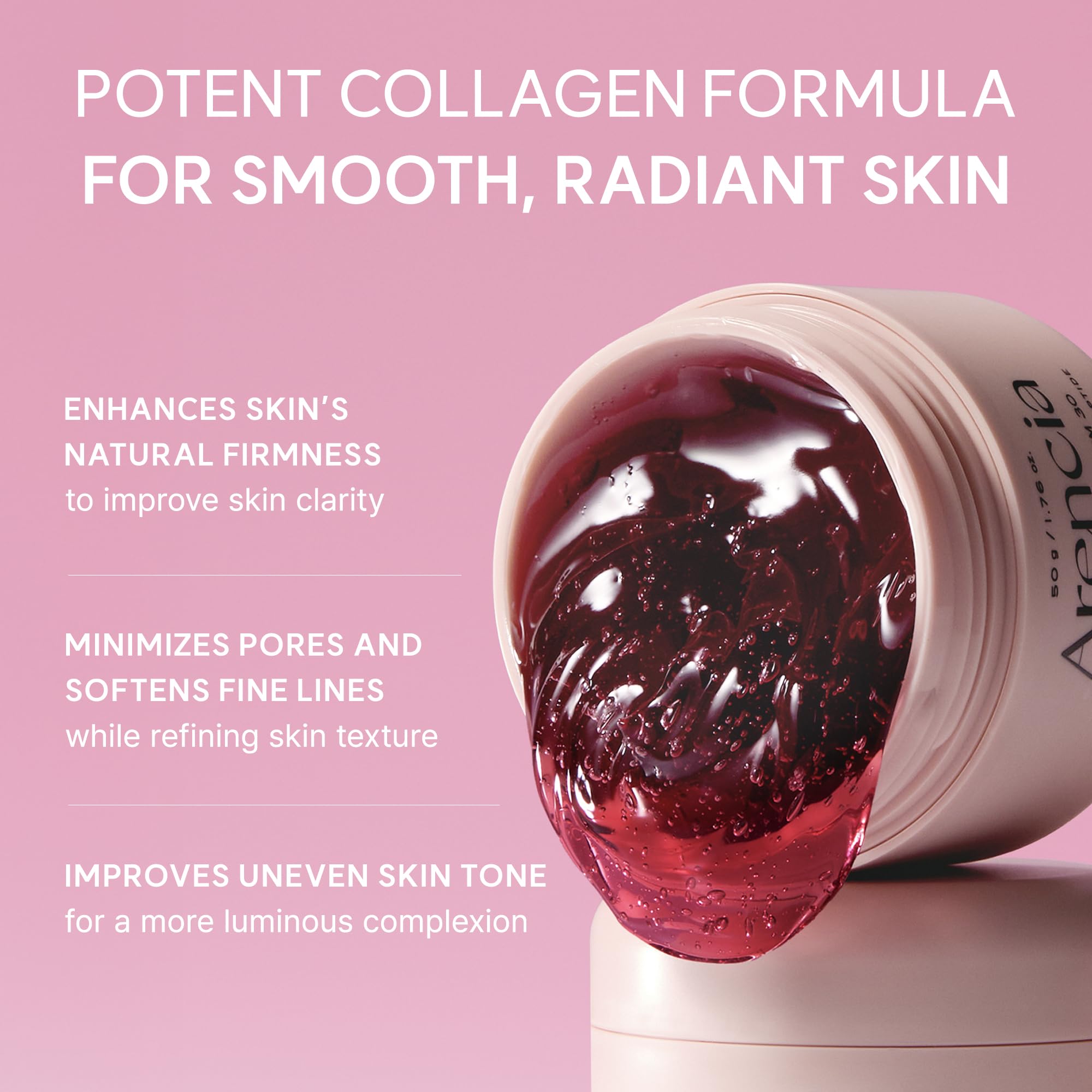 ARENCIA open jar surface showing serum finish for overnight use