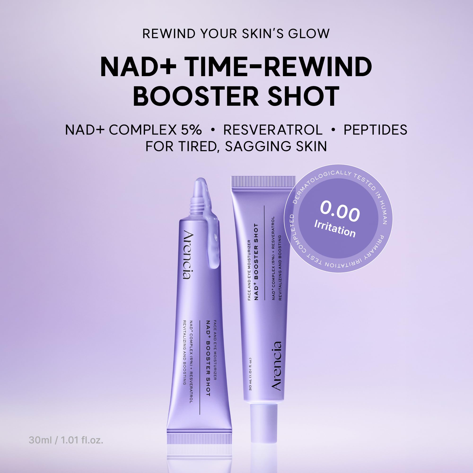 ARENCIA dropper dispensing serum illustrating precise application and control