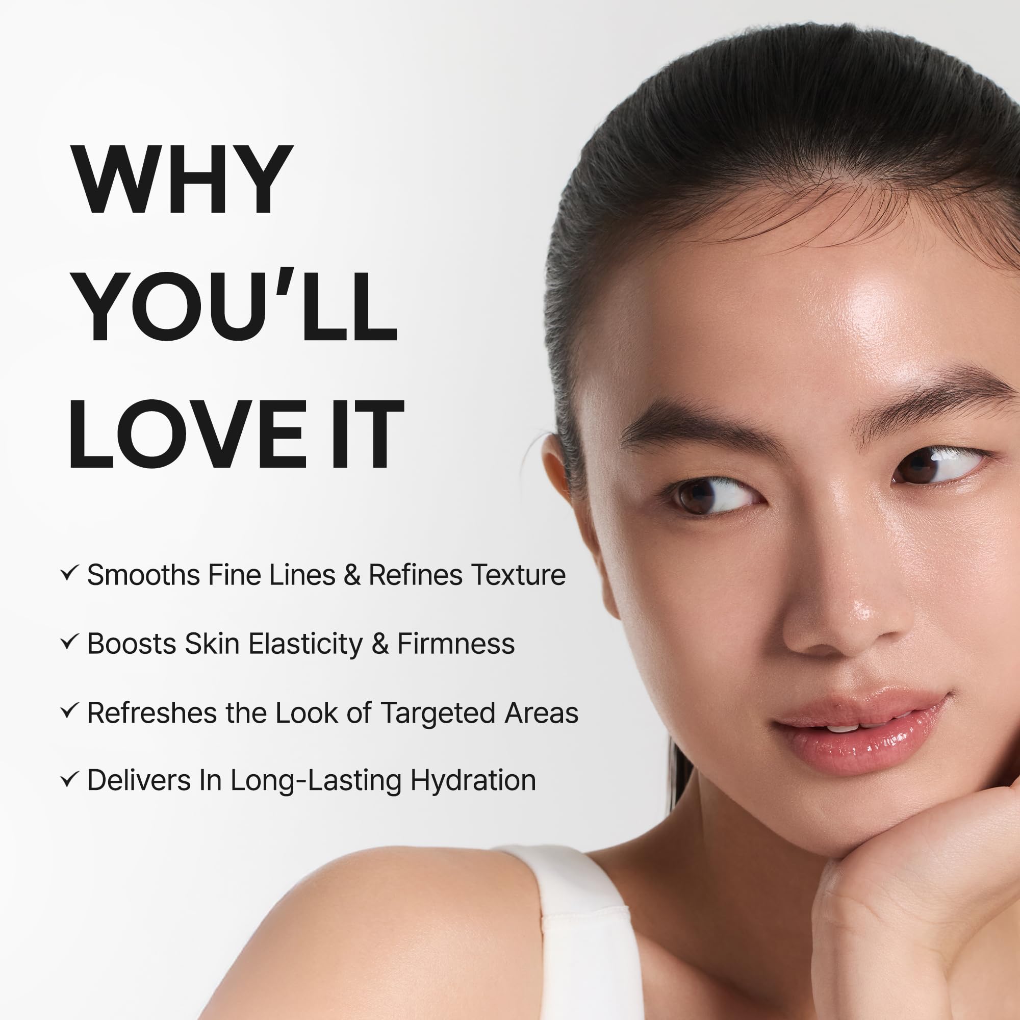 ARENCIA patch in use under eye on model reducing puffiness