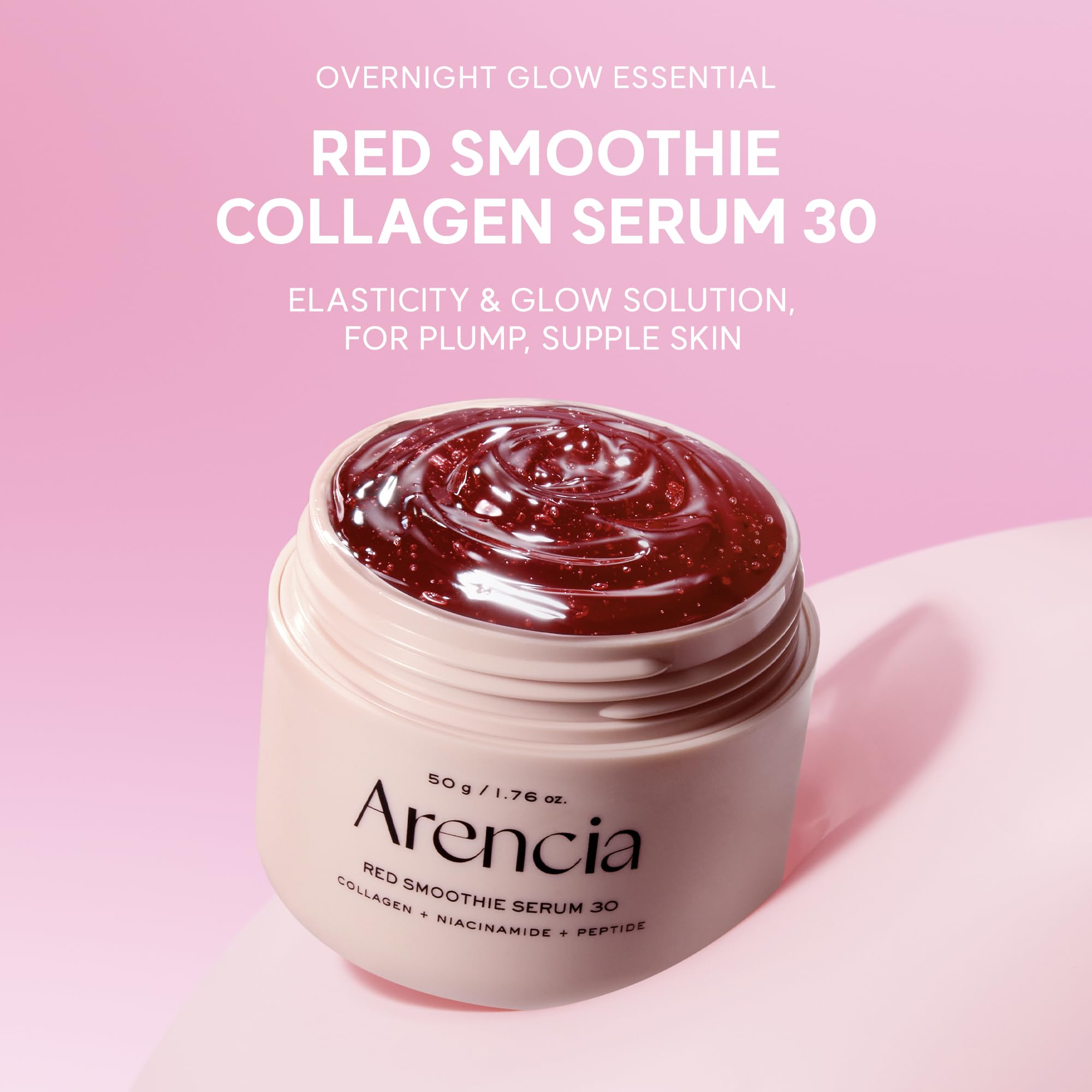 ARENCIA close-up texture of red gel serum for smooth application