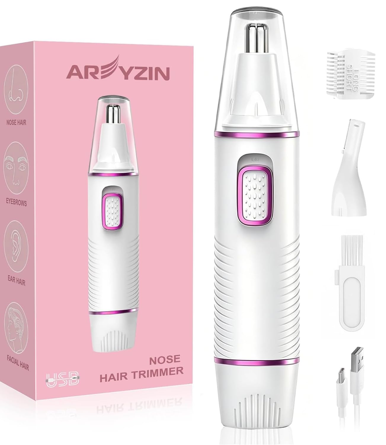 AREYZIN front view showing compact trimmer and ergonomic design for precise grooming