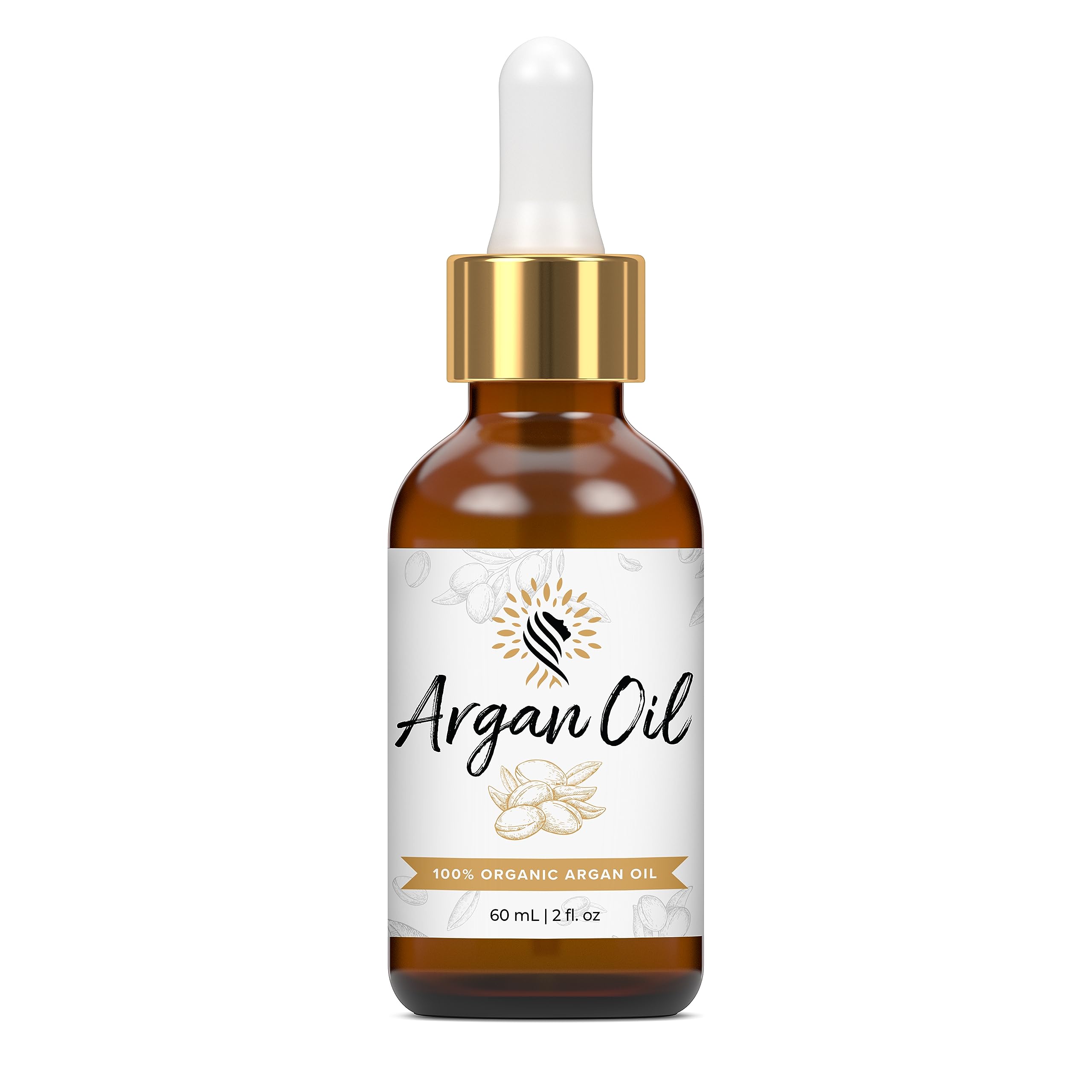Argan Cosmetics front packaging bottle showing 2 fl oz and clean design, promotes purity