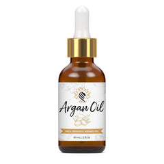 Argan Cosmetics front packaging bottle showing 2 fl oz and clean design, promotes purity