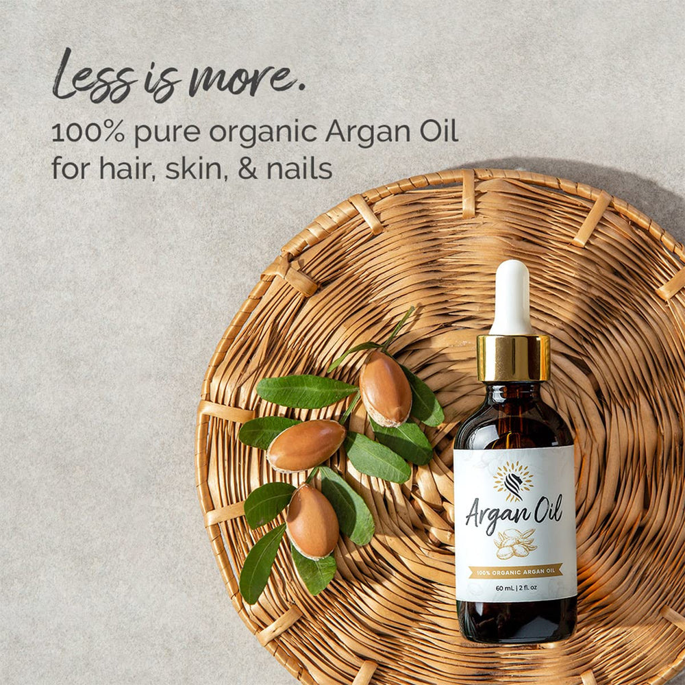 Argan Cosmetics label and organic certifications conveying trust and responsible sourcing benefit