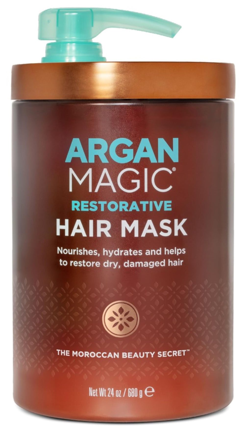 Argan Magic front jar showing 24 oz packaging and benefits