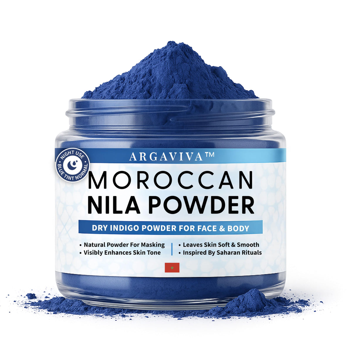 Argaviva front packaging showing blue clay benefit for even skin