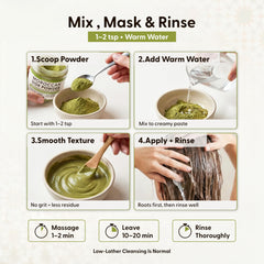 Applying Argaviva Sidr paste to scalp to lift excess oil and residue