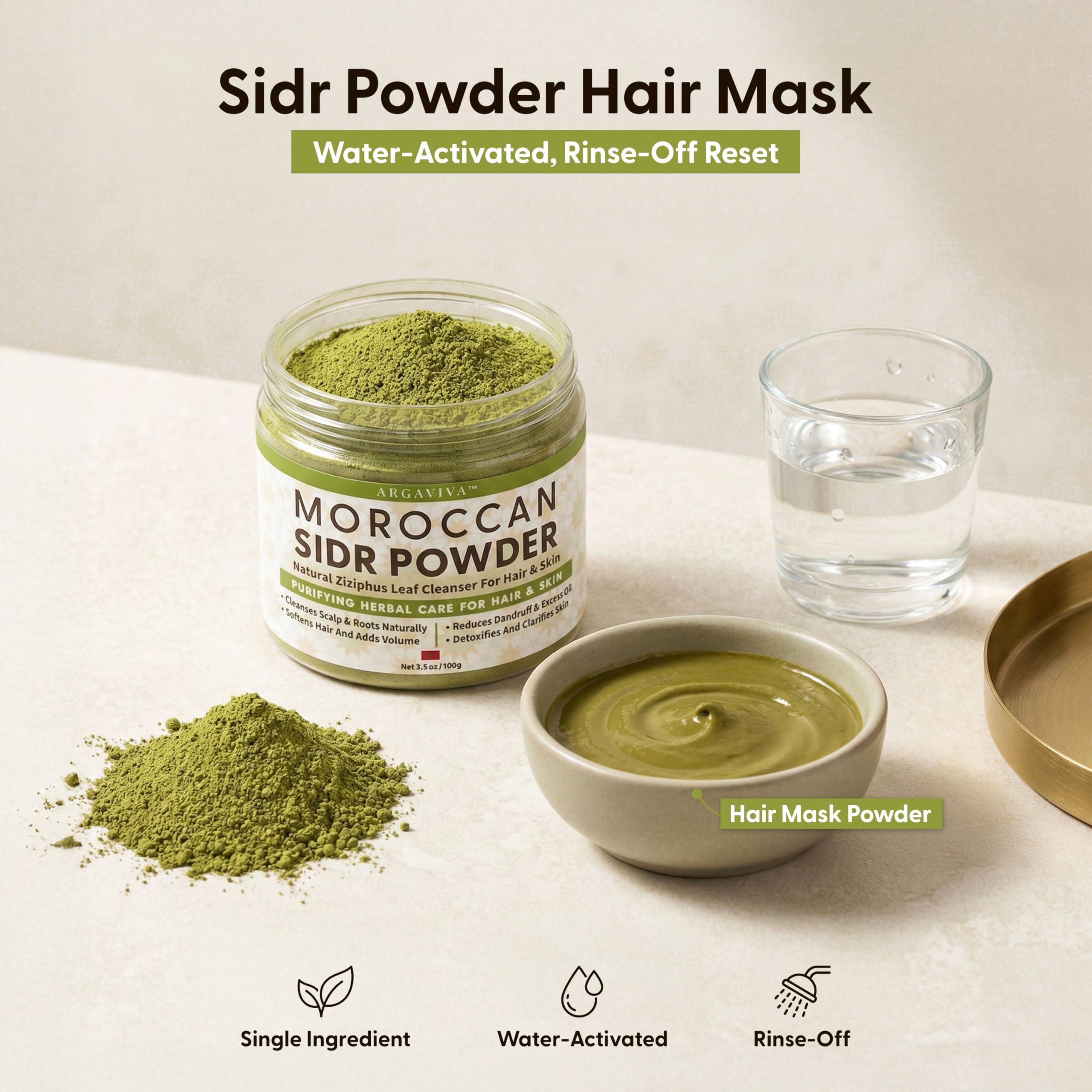 Argaviva Sidr powder texture close-up highlights fine, smooth grind