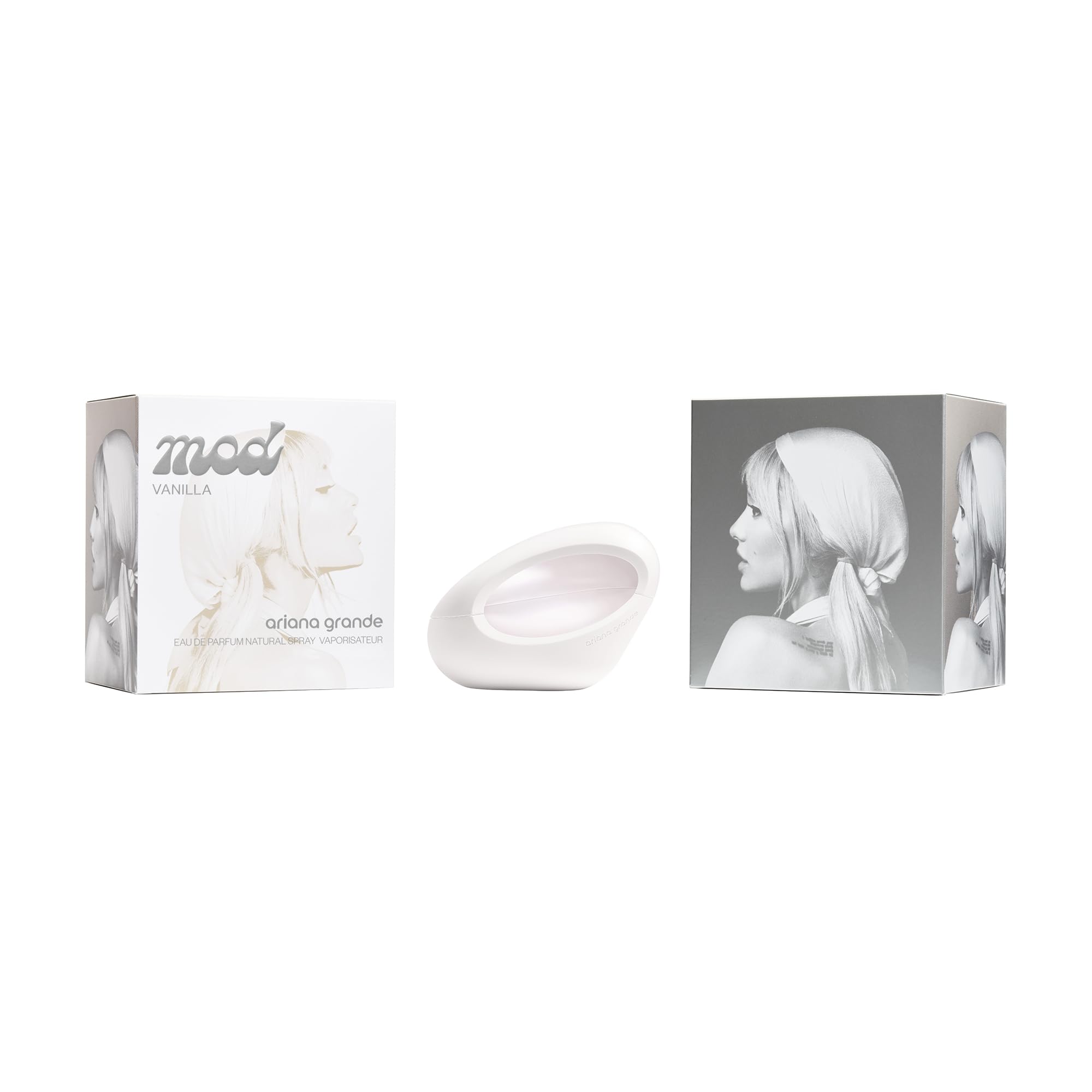 Ariana Grande box and cap detail highlighting premium packaging and branding